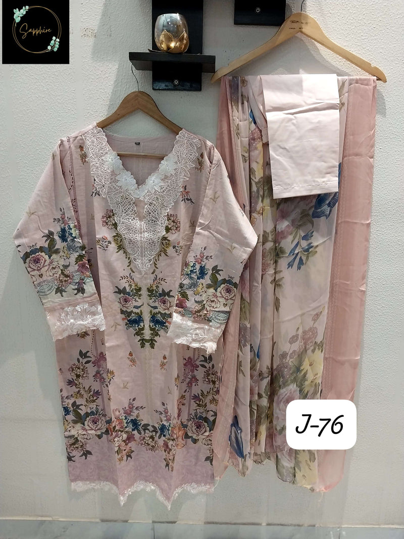 Sapphire Jazmin Vol 76 Lawn Cotton Self Embroidered Readymade Pret Kurti