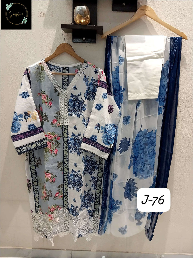 Sapphire Jazmin Vol 76 Lawn Cotton Self Embroidered Readymade Pret Kurti