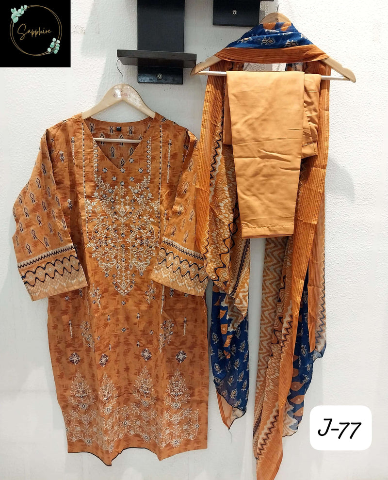 Sapphire Jazmin Vol 77 Lawn Cotton Self Embroidered Readymade Pret Kurti