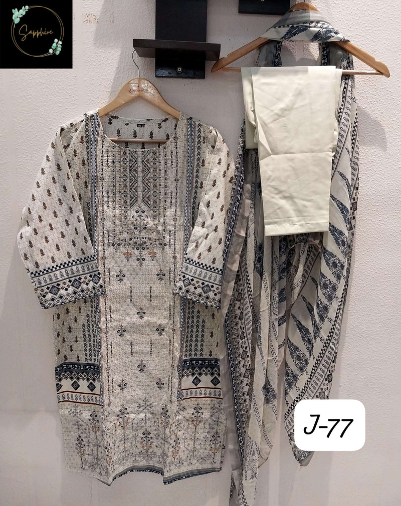 Sapphire Jazmin Vol 77 Lawn Cotton Self Embroidered Readymade Pret Kurti