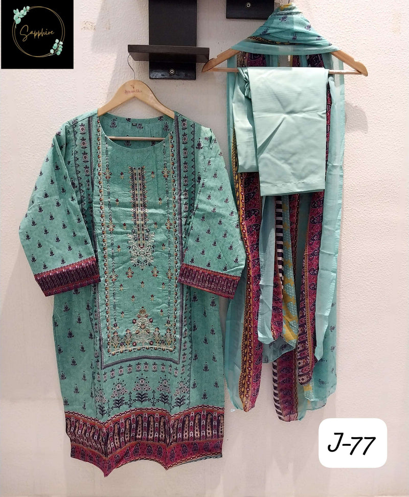 Sapphire Jazmin Vol 77 Lawn Cotton Self Embroidered Readymade Pret Kurti