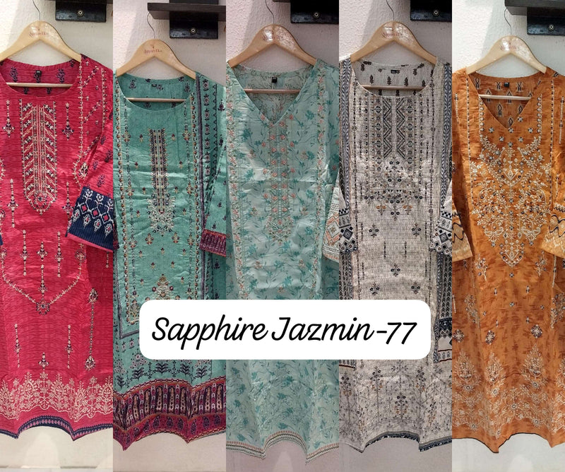 Sapphire Jazmin Vol 77 Lawn Cotton Self Embroidered Readymade Pret Kurti