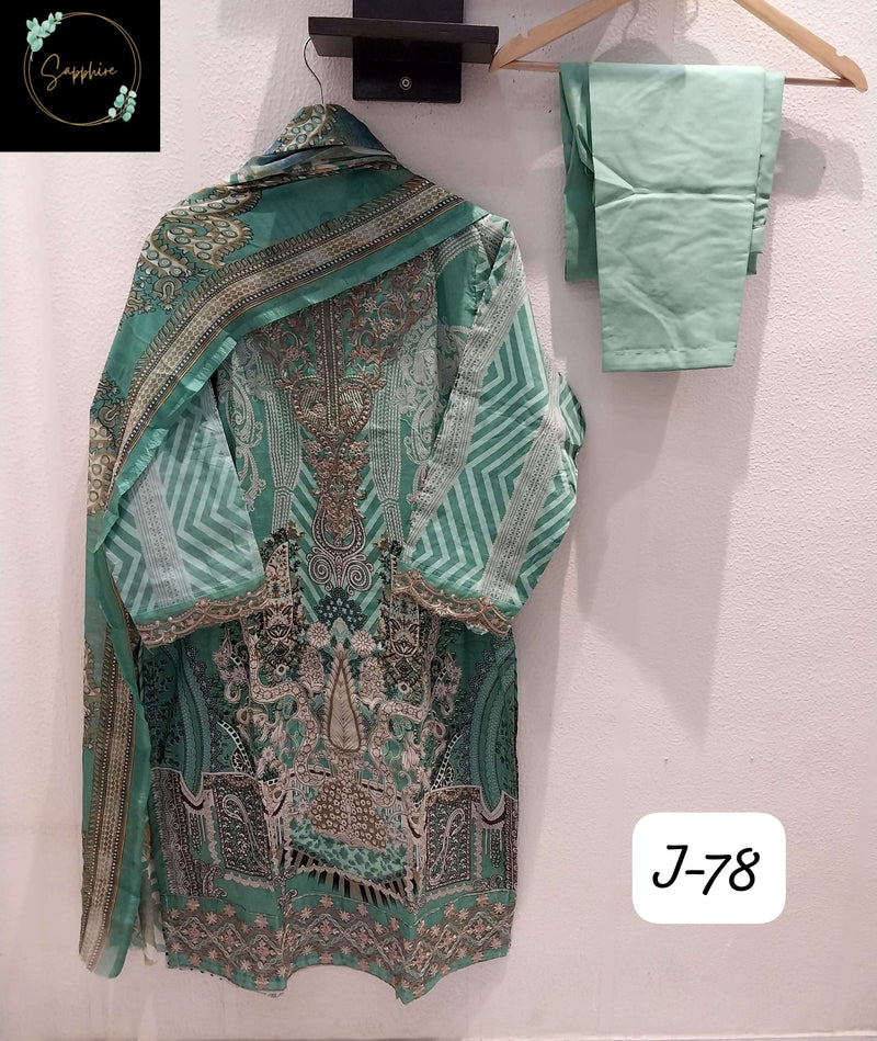 Sapphire Jazmin Vol 78 Lawn Cotton Heavy Patch Embroidery Pret Kurti