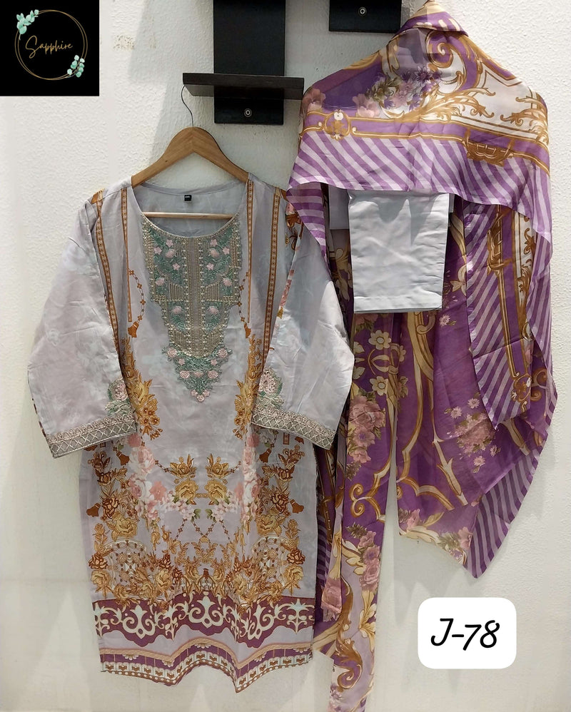 Sapphire Jazmin Vol 78 Lawn Cotton Heavy Patch Embroidery Pret Kurti