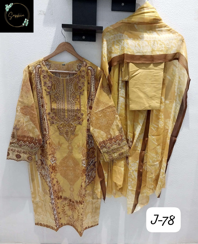Sapphire Jazmin Vol 78 Lawn Cotton Heavy Patch Embroidery Pret Kurti