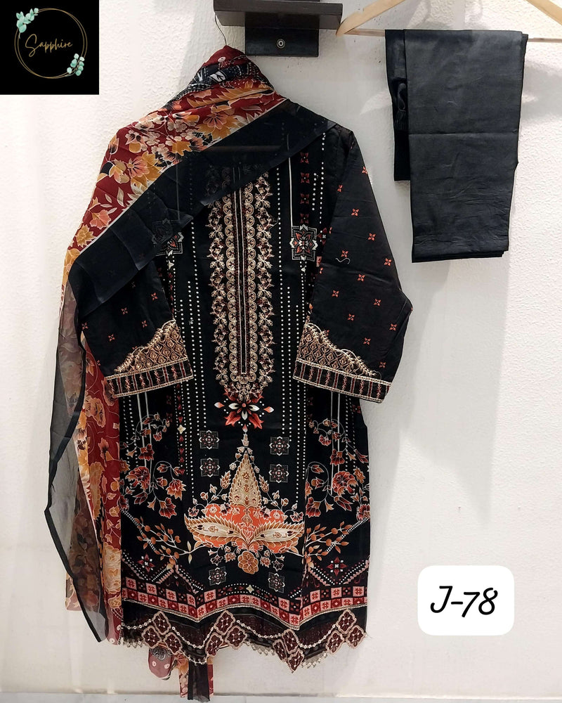 Sapphire Jazmin Vol 78 Lawn Cotton Heavy Patch Embroidery Pret Kurti
