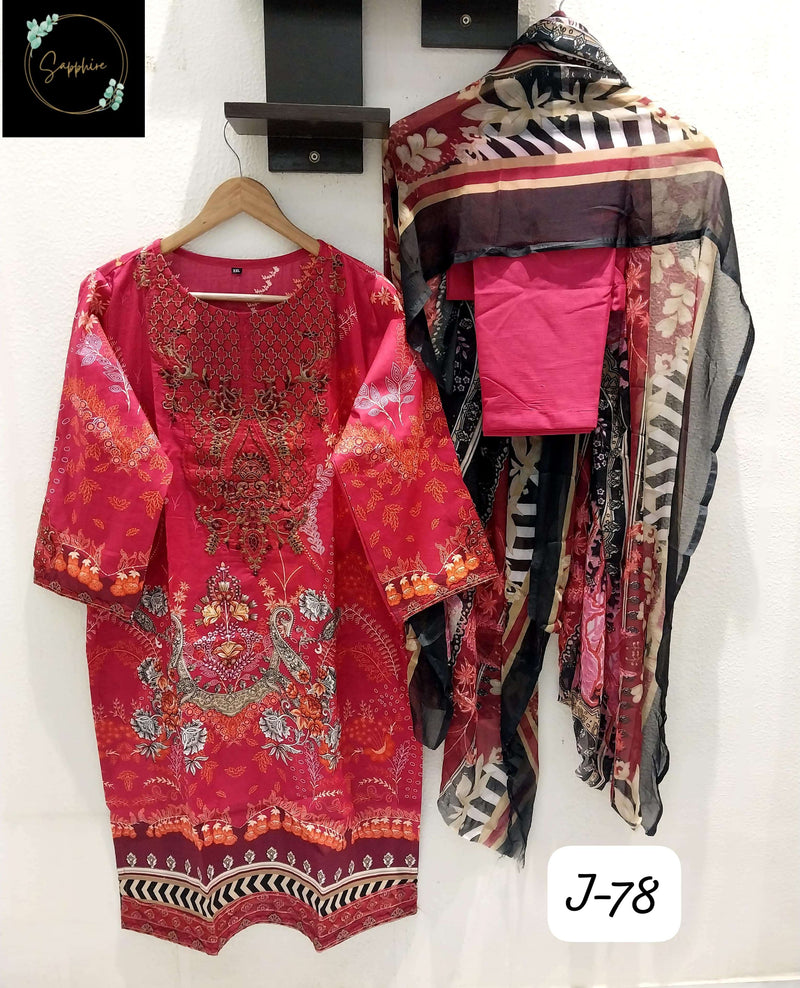 Sapphire Jazmin Vol 78 Lawn Cotton Heavy Patch Embroidery Pret Kurti