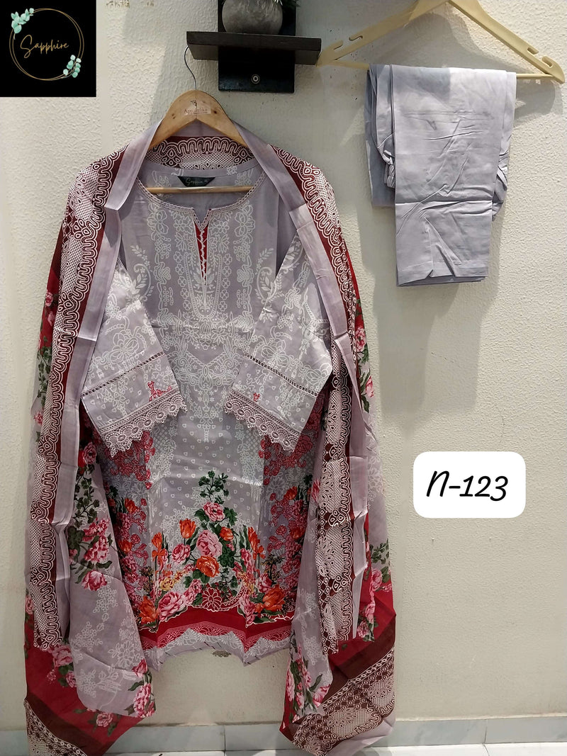 Sapphire Agha Noorain 123 Pure Lawn Cotton Printed Fancy Pret Kurti