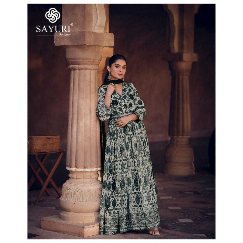 Sayuri Designer Kesar Georgette Wedding Wear Digital Print With Embroidery Work Salwar Suit