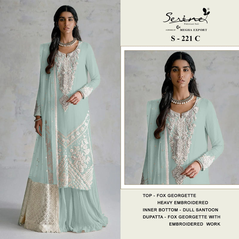 Serine S 221 Fox Georgette Heavy Embroidered Handwork Fancy Salwar Suit