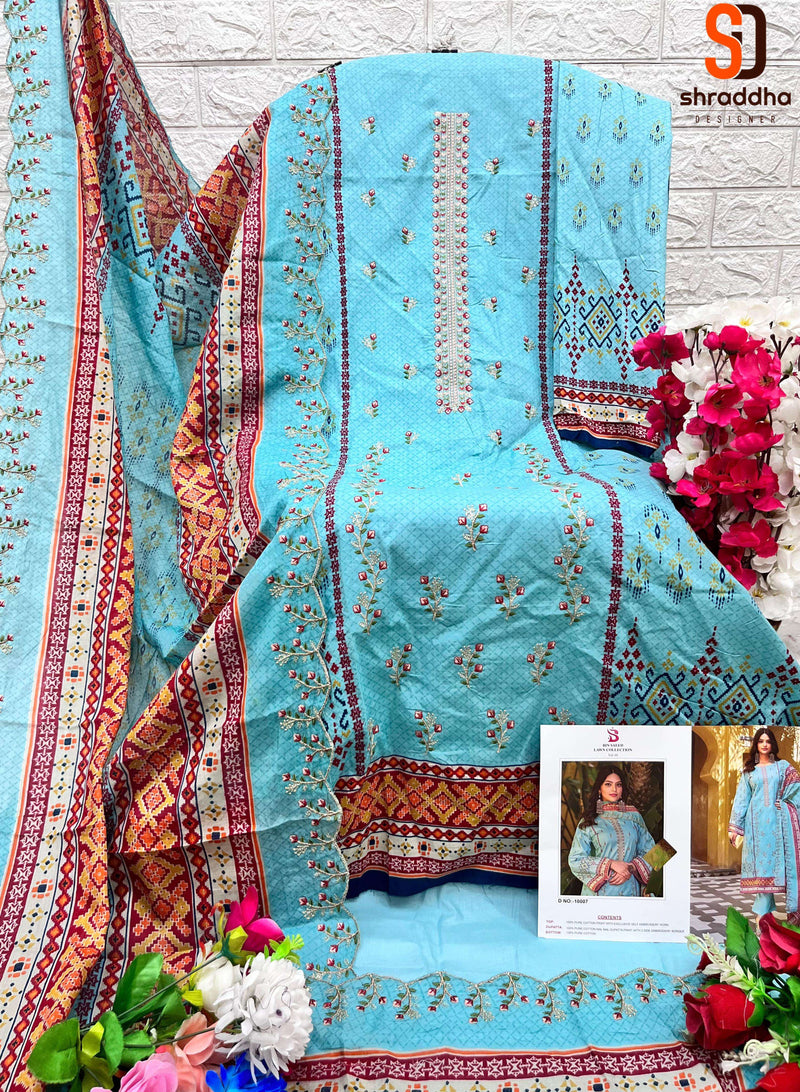 Sharaddha Designer Bin Saeed Lawn Collection Vol 10 Cotton With Self Embroidery  Suit