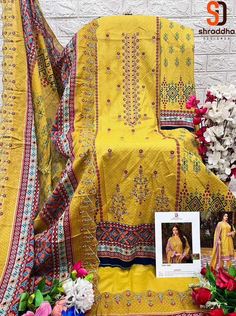 Sharaddha Designer Bin Saeed Lawn Collection Vol 10 Cotton With Self Embroidery  Suit