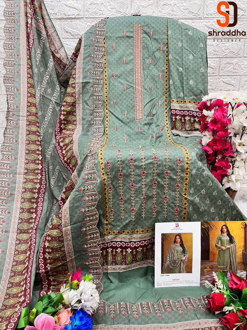 Sharaddha Designer Bin Saeed Lawn Collection Vol 10 Cotton With Self Embroidery  Suit