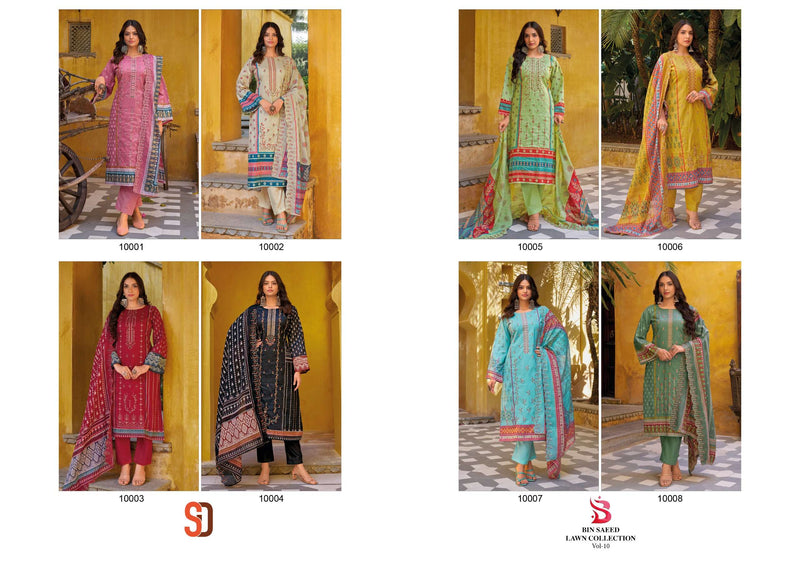 Sharaddha Designer Bin Saeed Lawn Collection Vol 10 Cotton With Self Embroidery  Suit