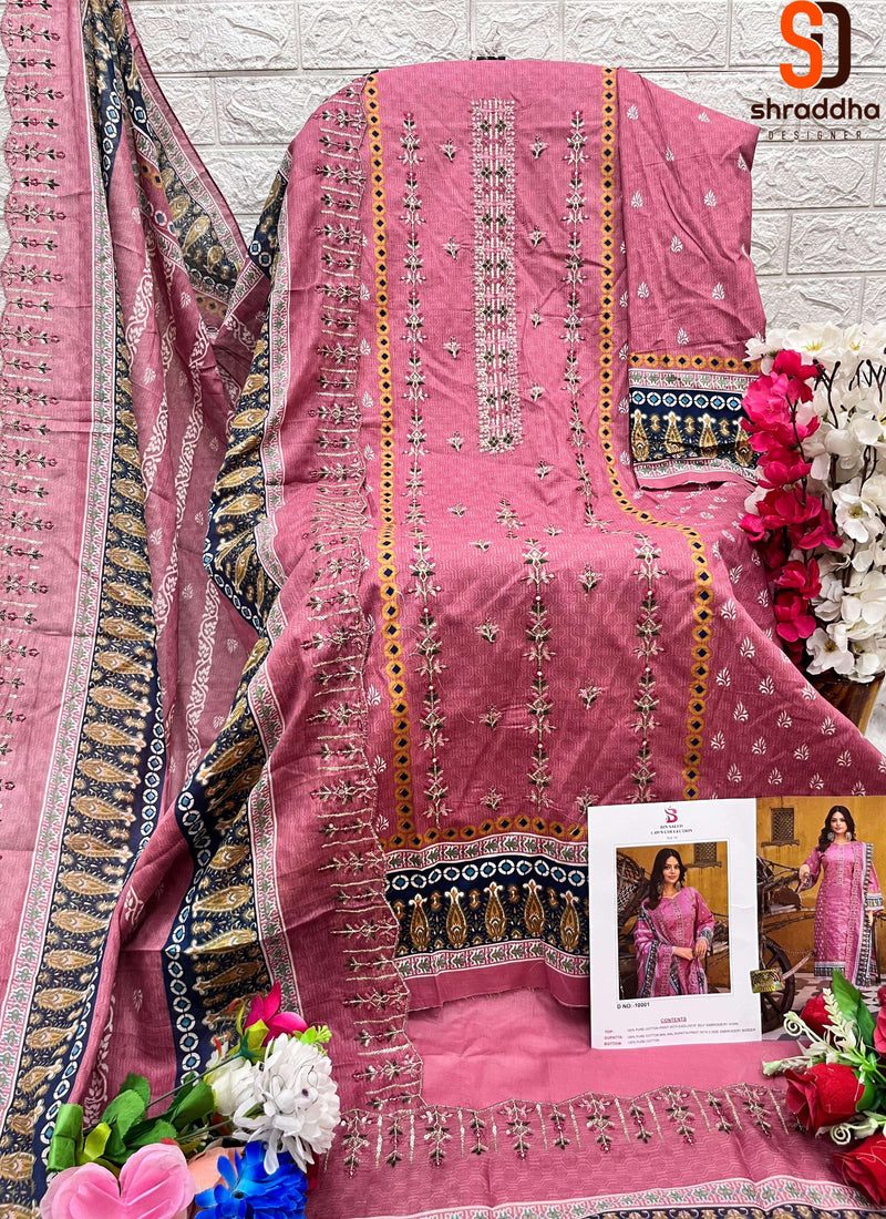 Sharaddha Designer Bin Saeed Lawn Collection Vol 10 Cotton With Self Embroidery  Suit
