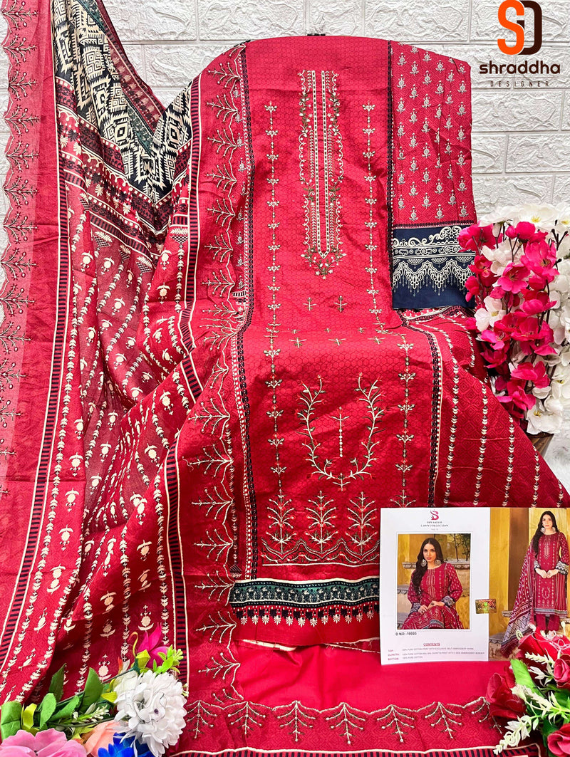 Sharaddha Designer Bin Saeed Lawn Collection Vol 10 Cotton With Self Embroidery  Suit