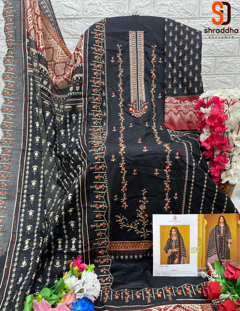 Sharaddha Designer Bin Saeed Lawn Collection Vol 10 Cotton With Self Embroidery  Suit