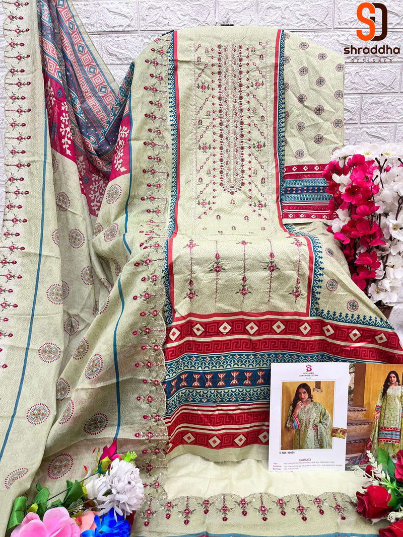 Sharaddha Designer Bin Saeed Lawn Collection Vol 10 Cotton With Self Embroidery  Suit