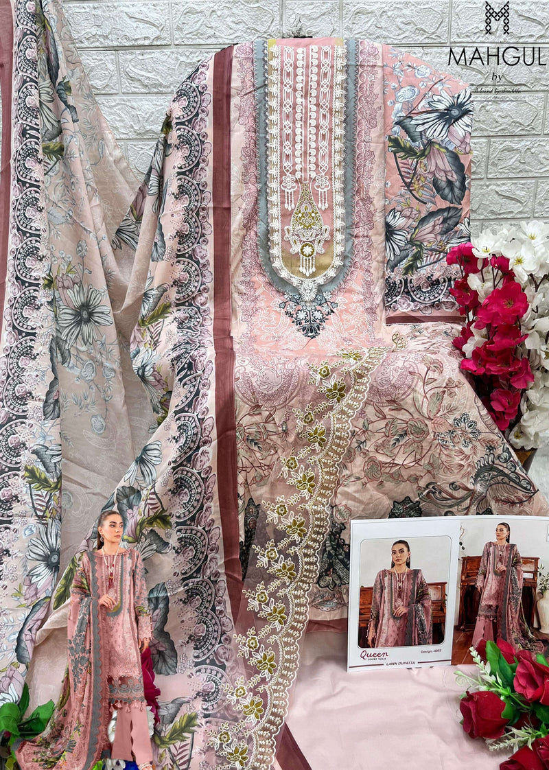 Sharaddha Nx Queen Court Vol 4 Lawn Cotton Printed With Heavy Embroidery Patch Designer Salwar Kameez