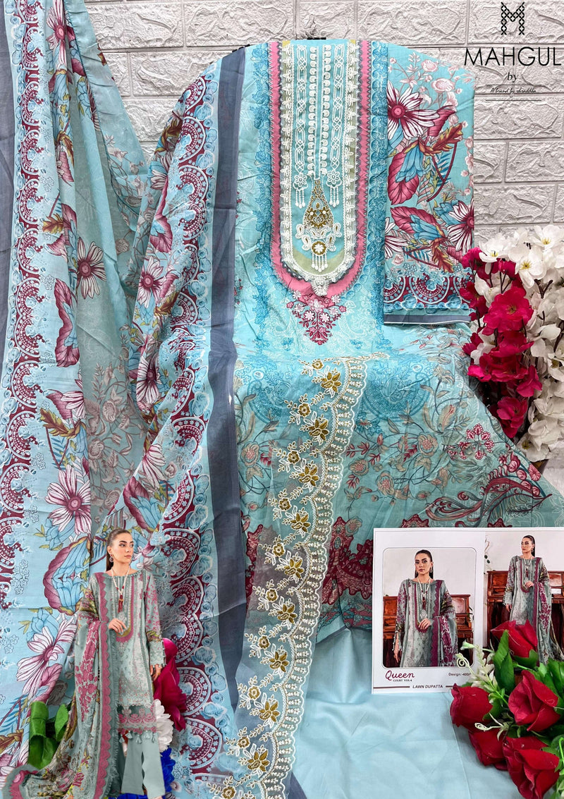 Sharaddha Nx Queen Court Vol 4 Lawn Cotton Printed With Heavy Embroidery Patch Designer Salwar Kameez
