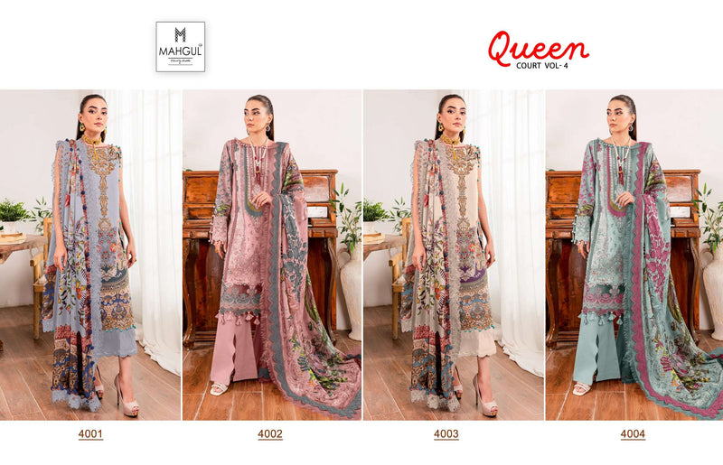 Sharaddha Nx Queen Court Vol 4 Lawn Cotton Printed With Heavy Embroidery Patch Designer Salwar Kameez