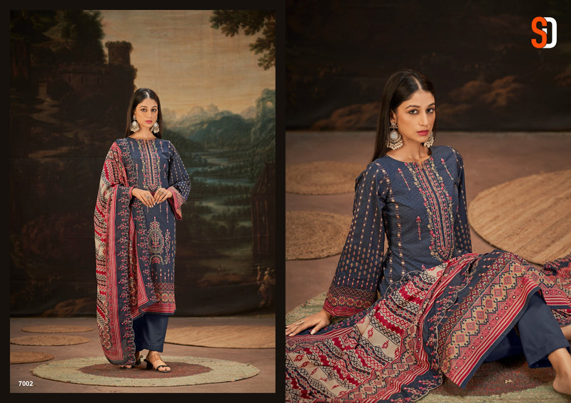 Shraddha Designer Bin Saeed Vol 7 Pure Cotton Self Embroidered Work Salwar Suit