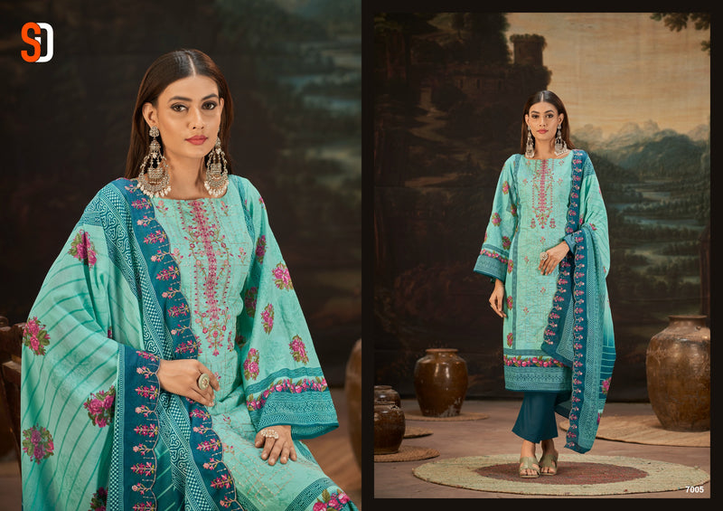 Shraddha Designer Bin Saeed Vol 7 Pure Cotton Self Embroidered Work Salwar Suit
