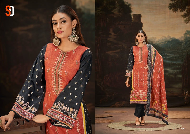 Shraddha Designer Bin Saeed Vol 7 Pure Cotton Self Embroidered Work Salwar Suit