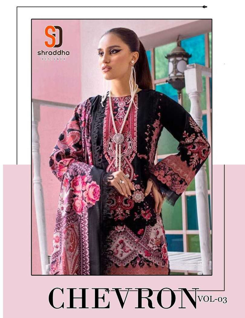 Shraddha Designer Chevron Vol 3 Lawn Cotton Printed Self Embroidered Salwar Suit