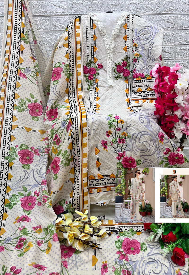 Shraddha Designer Firdous Vol 10 Lawn Cotton Printed With Heavy Embroidery Work Salwar Suit