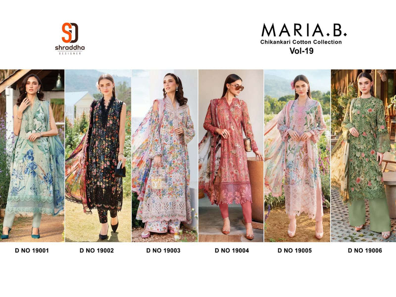 Shraddha Designer Maria B Chikenkari Cotton Collection Vol 19 Embroidered Salwar Suit