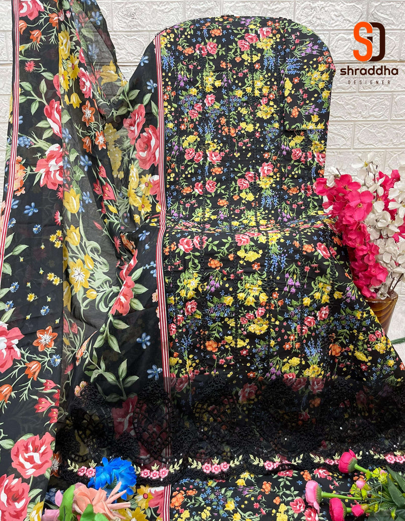 Shraddha Designer Maria B Chikenkari Cotton Collection Vol 19 Embroidered Salwar Suit