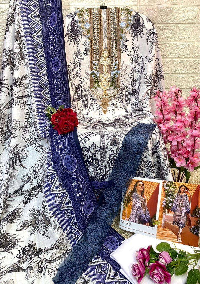 Shraddha Designer Queen Court Vol 2 Pure Lawn Cotton Embroidered Salwar Suit