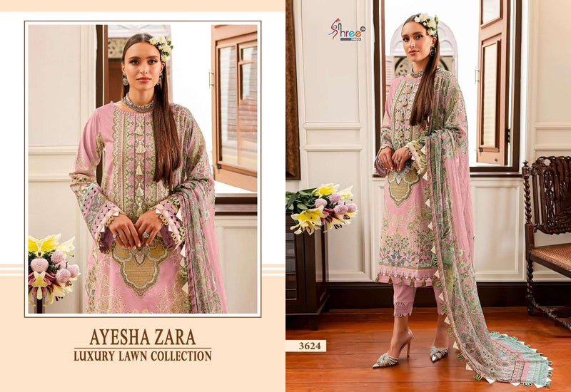 Shree Fab Ayesha Zara Luxury Lawn Collection Cotton Print With Exclusive Patches Salwar Kameez