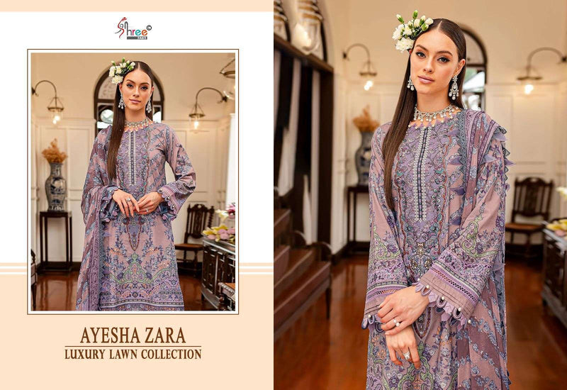 Shree Fab Ayesha Zara Luxury Lawn Collection Cotton Print With Exclusive Patches Salwar Kameez