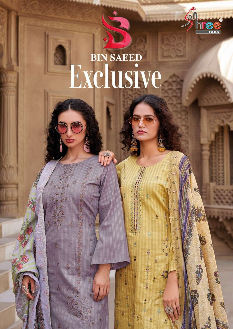 Shree Fabs Bin Saeed Exclusive Vol 1 Pure Cotton Embroidered Pakistani Suit