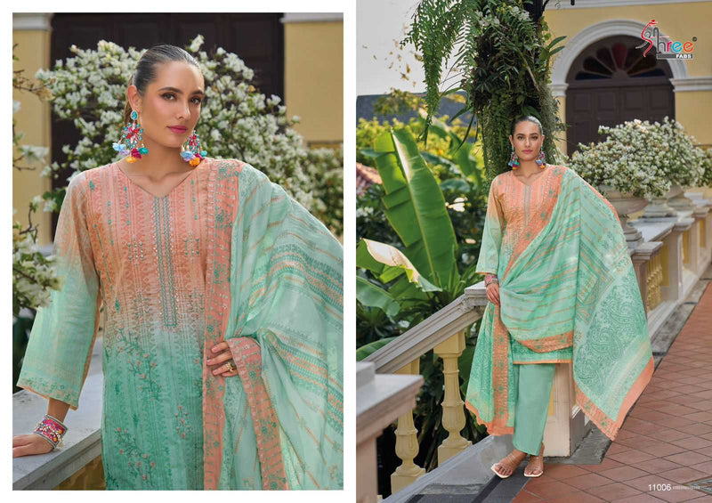 Shree Fabs Bin Saeed Lawn Collection Vol 11 Pure Cotton Self Embroidered Work Suit
