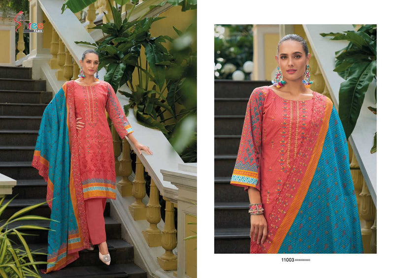 Shree Fabs Bin Saeed Lawn Collection Vol 11 Pure Cotton Self Embroidered Work Suit