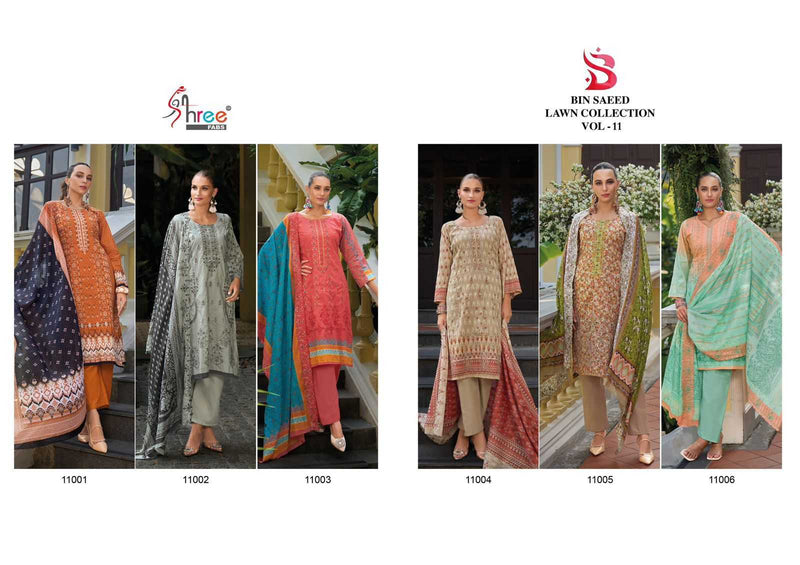 Shree Fabs Bin Saeed Lawn Collection Vol 11 Pure Cotton Self Embroidered Work Suit
