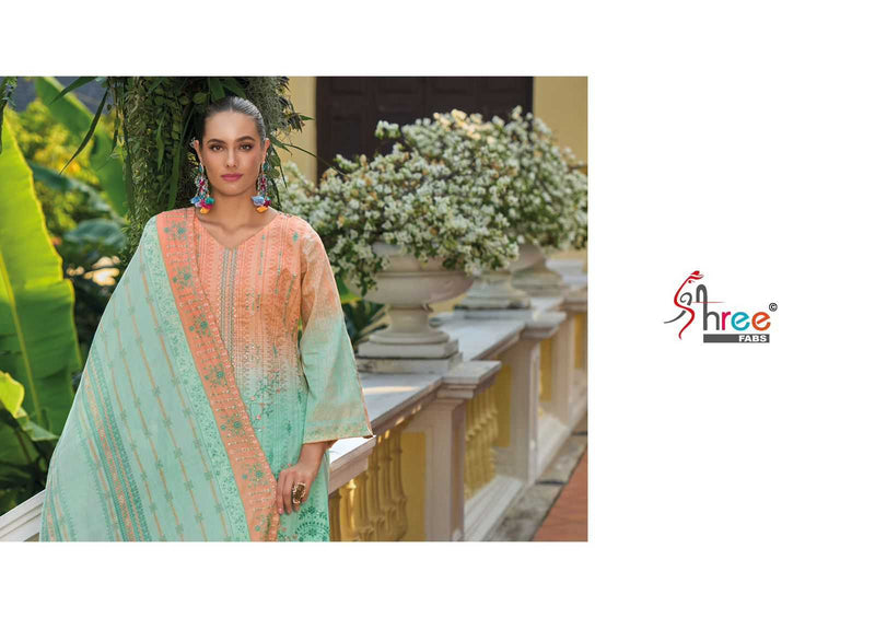 Shree Fabs Bin Saeed Lawn Collection Vol 11 Pure Cotton Self Embroidered Work Suit