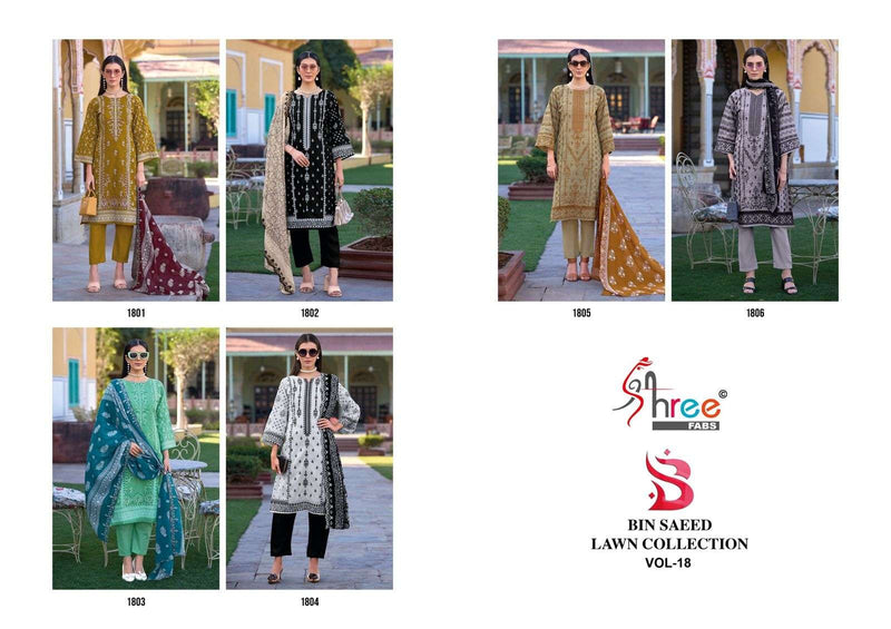 Shree Fabs Bin Saeed Lawn Collection Vol 18 Cotton Embroidered Pakistani Suit