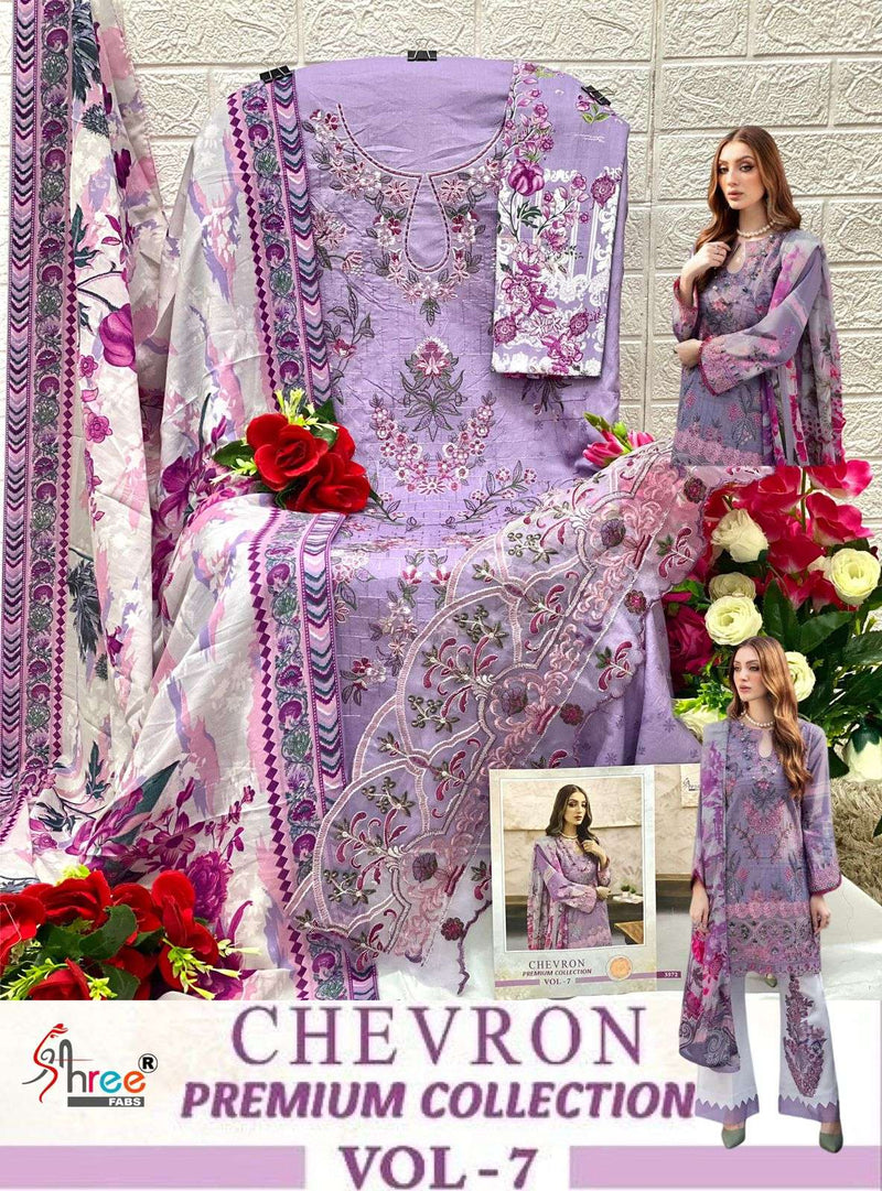 Shree Fabs Chevron Premium Collection Vol 7  Cotton Print With Heavy Self Embroidery With Patch Salwar Suit