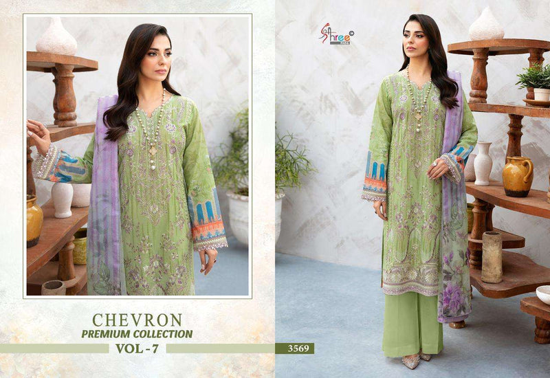 Shree Fabs Chevron Premium Collection Vol 7  Cotton Print With Heavy Self Embroidery With Patch Salwar Suit
