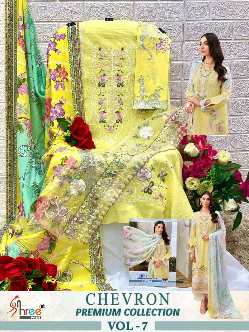 Shree Fabs Chevron Premium Collection Vol 7  Cotton Print With Heavy Self Embroidery With Patch Salwar Suit