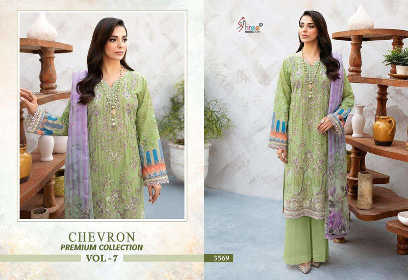 Shree Fabs Chevron Premium Collection Vol 7  Cotton Print With Heavy Self Embroidery With Patch Salwar Suit