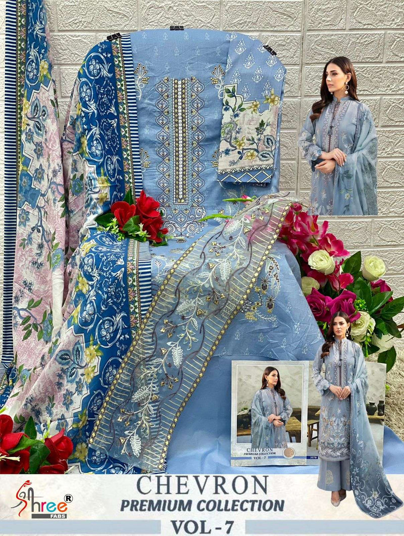 Shree Fabs Chevron Premium Collection Vol 7  Cotton Print With Heavy Self Embroidery With Patch Salwar Suit