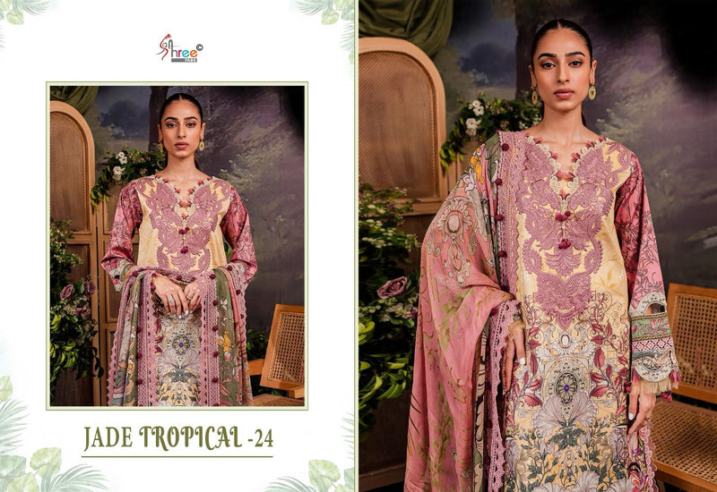 Shree Fabs Jade Tropical 24 Pure Cotton Print With Exclusive Embroidery Work Suit