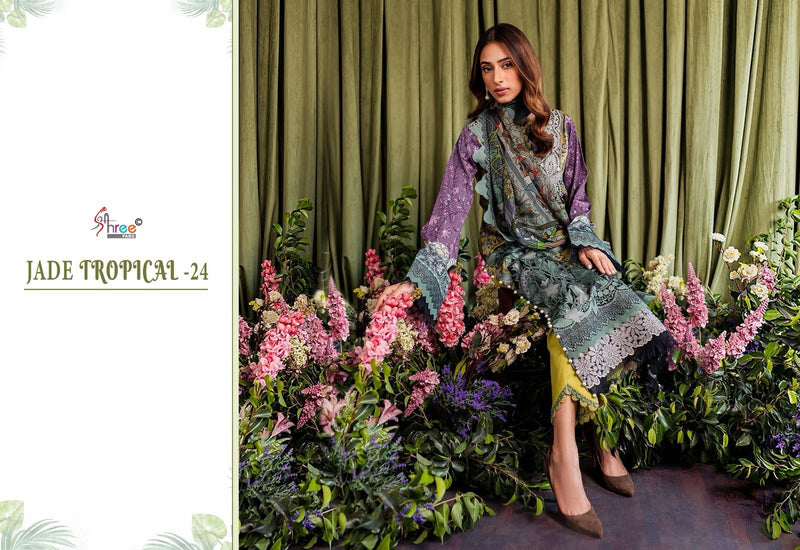 Shree Fabs Jade Tropical 24 Pure Cotton Print With Exclusive Embroidery Work Suit