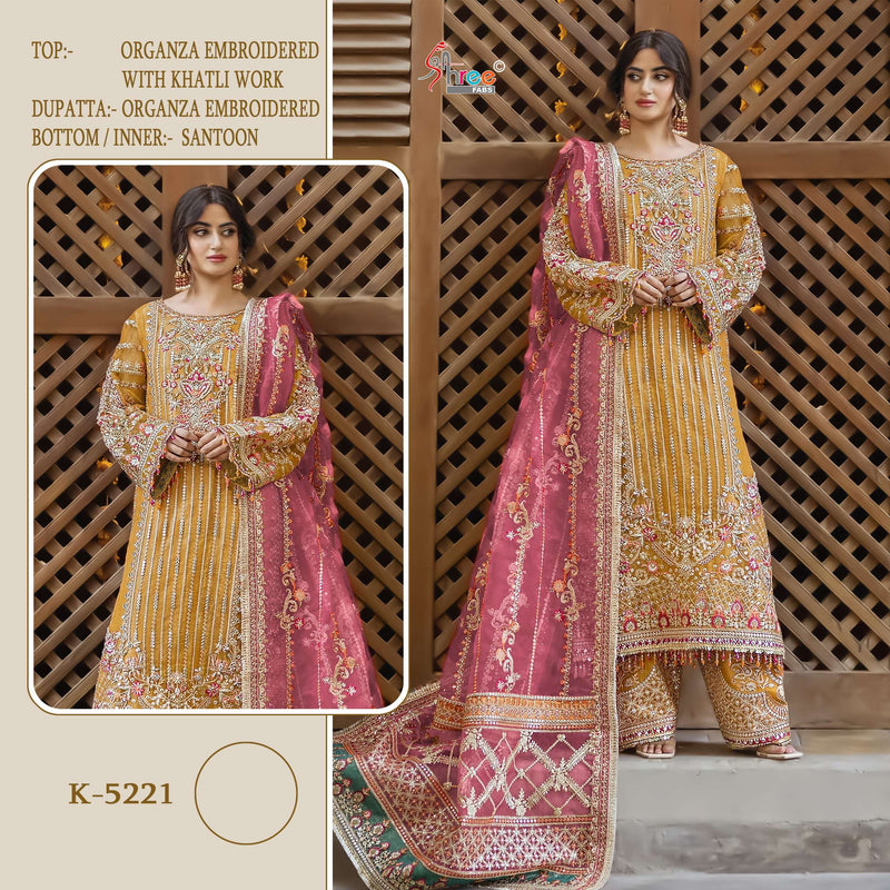 Shree Fabs K 5221 Organza Embroidered Khatli Work Designer Suit