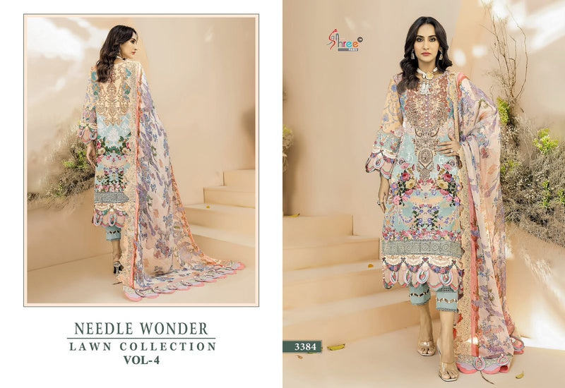 Shree Fabs Needle Wonder Lawn Vol 4 Pure Cotton Print With Emroidery Work Salwar Suit